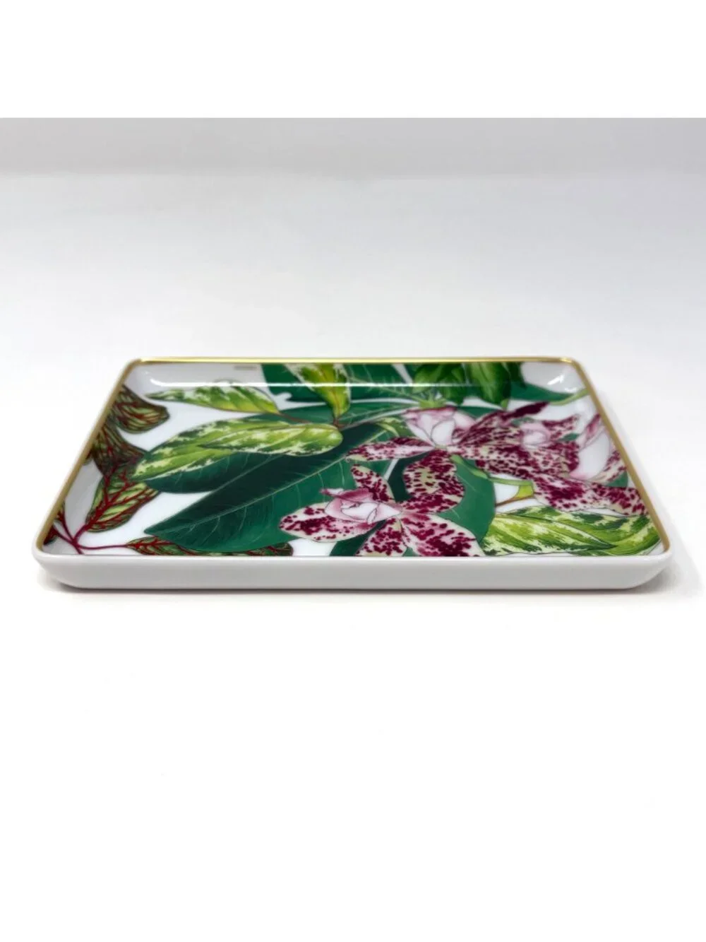 BNIB  Hermes Small Porcelain Passifolia Palm Leaf and Lilly Flower Tray N1 Plate